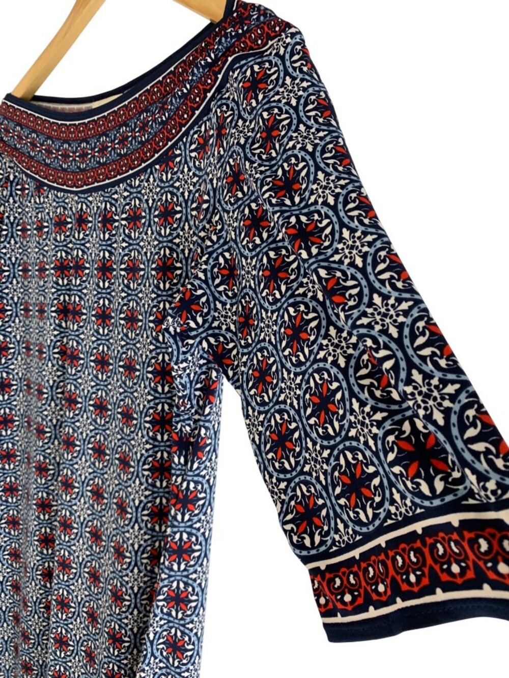 NWT Max Studio Mosaic Print Knee Dress Lightweight Travel XL Jersey 3/4 Sleeve - Picture 10 of 12